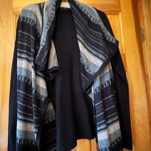 C by Bloomingdale's Black Tan Patterned  Sweater